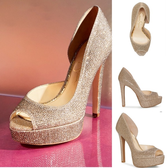 Jessica Simpson Shoes - 🎈Jessica Simpson Gold Sparkle Heel, NWOT, Sz 7.5